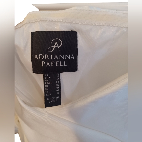 NEW ADRIANNA PAPELL Womens Ivory Off Shoulder Midi Formal Hi-Lo - Picture 4 of 9